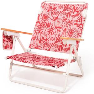 Business & Pleasure Co. Margaritaville Manana Backpack Beach Chair Lay Flat Reclining, Lightweight & Portable, Insulated Cooler Pocket, Strawberry Daiquiri Tiki, 31 inches x 28 inches x 21 inches