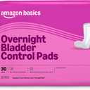 Amazon Basics Incontinence Pads for Women, Postpartum, Bladder Management, Overnight Absorbency, Unscented, with Odor Management, 60 Count (2 Packs of 30) 