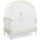 Baby Safety Crib Tent, Pop Up Canopy for Crib to Stop Baby from Climbing Out, Infant Mesh Cover Mosquito Net with Sturdy Frame & Soft Mesh, Beige, (R07-beige)