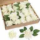 IPOPU Artificial Gardenia Flowers 25PCS 3.15 Ivory Artificial Foam Roses Bulk Fake Flower Heads with Stems for DIY Wedding Bouquets Party Home Centerpieces Decor(Ivory)