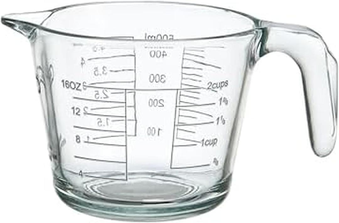 Farberware 2-Cup Borosilicate Glass Wet and Dry Measuring Cup with Oversized Measurements, Clear