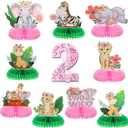 Ireer 10 Pcs Two Wild Birthday Party Decorations Safari Table Centerpiece Jungle 2nd Animals Safari Centerpieces for Tables Animals 3D Table Decor for Boy Girl Birthday Baby Shower Party Supplies