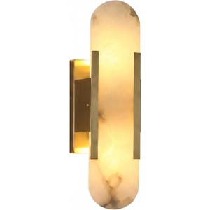 Alabaster Wall Sconce, Gold Dimmable Wall Light, Plug-in/Hardwired for Living Room Bedroom Bathroom