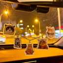 Cat Rearview Car Mirror Charm Chain Accessorie,Gold Rearview Charms,Cars Rear View Hanging Pendant Ornament,Cat Gifts for Women Men Mom Cats Love Cute Car Interior Decor Auto Decorations