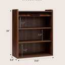 ZttRiee Bathroom Wall Cabinet, Medicine Cabinet with Roll-Up Door & 3 Shelves, Over The Toilet Wall-Mounted Storage Cabinet, Walnut
