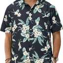 GSOU SNOW Mens Hawaiian Shirt Quick Dry Short Sleeve Tropiacl Floral Button Down Shirts for Beach Summer Vacation (XL)