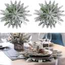 6 Pcs Christmas Norfolk Pine Placemat Spray Snow Christmas Round Placemats Winter Place Mats Dining Table Mats for Xmas Party Decorations