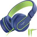 AILIHEN Kids Headphones, I35 OnEar Headphones for School, Safe Volume 93dB, HD Mic Stereo Headphone for Kid Girls Boys, Foldable 3.5mm Wired for Chromebook, Laptop, Computer, Tablet (Blue Green)