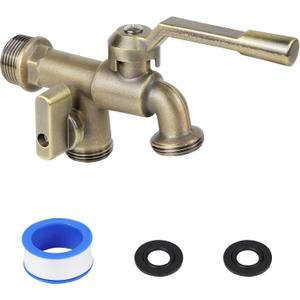 Outside Water Faucet,Outdoor Wall Mounted Garden Double Faucets Two 3/4 inch Brass Ball Valves Water Tap Frost-Proof Outside Spigot Replacement with 2 Outlets for Home Balcony (Bronze 3/4" Male Inlet)