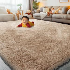 Rugs for Living Room 6x9, Alfombras para Salas Shag Large Plush Soft Area Rug, Shaggy Carpets for Bedroom, Kids Boys Girls Home Decor Aesthetic(Beige, 6 x 9)