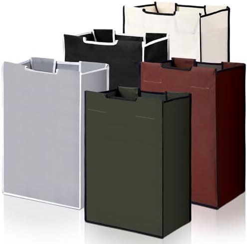 Bonuci 5 Pcs Laundry Sorter Replacement Bags Hamper Cart Removable Replacement Laundry Storage Organizer Bag Hamper Liner, No Hooks 14.76 x 8.66 x 21.65 Inch (Brown,Gray,Beige,Black,Green)