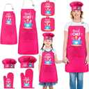 Geyoga 8 Pcs Adults Kids Matching Kitchen Set Mommy and Me Adjustable Kitchen Apron Chef Hat Oven Mitts Pot Holder Parent and Child Matching Party Gift Favors for Winter Cooking Baking Painting