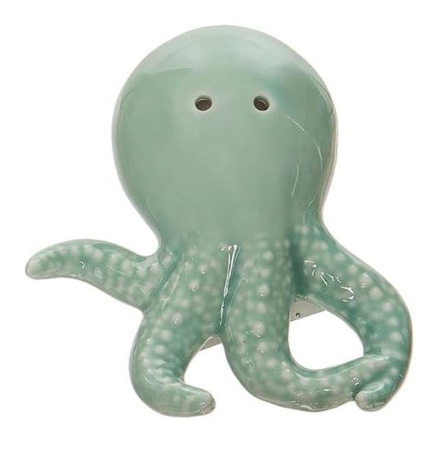 Beachcombers Green Bisque Octopus Salt and Pepper Shaker, Set of 1, 3.08-inch Length, Kitchen Accessories