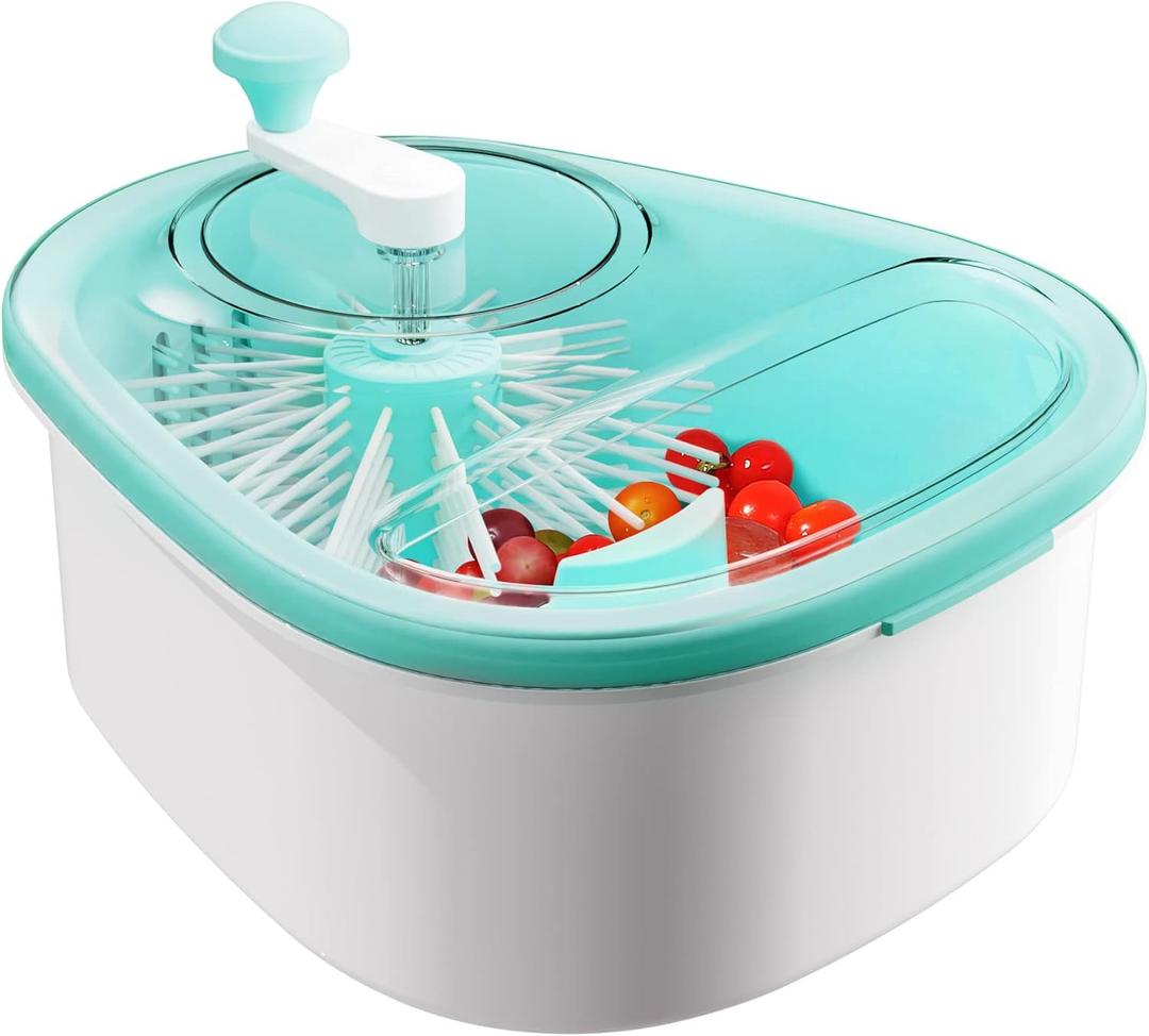 JOYMOOP Fruit Cleaner Spinner JOYLOOP, Large Fruit Washer Spinner, Fruit Cleaner Spinner with Fruit Washer Bowl, Vegetable Fruit Spinner Washer,Fruit and Vegetable Scrubber (Light Blue)