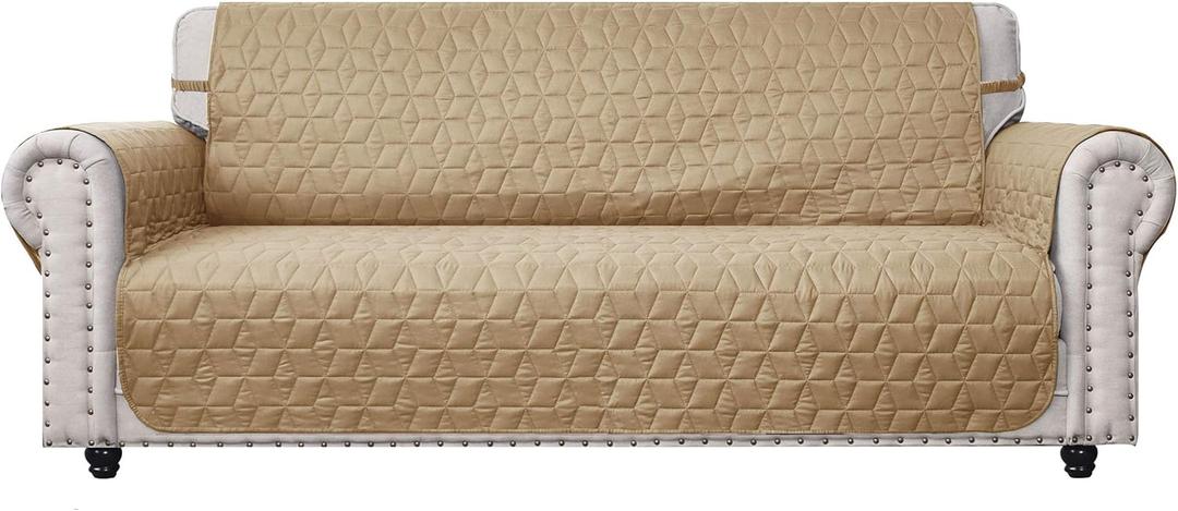 Ameritex Couch Sofa Slipcover 100% Waterproof Nonslip Quilted Furniture Protector Slipcover for Dogs, Children, Pets Sofa Slipcover Machine Washable (Sand, 68'')