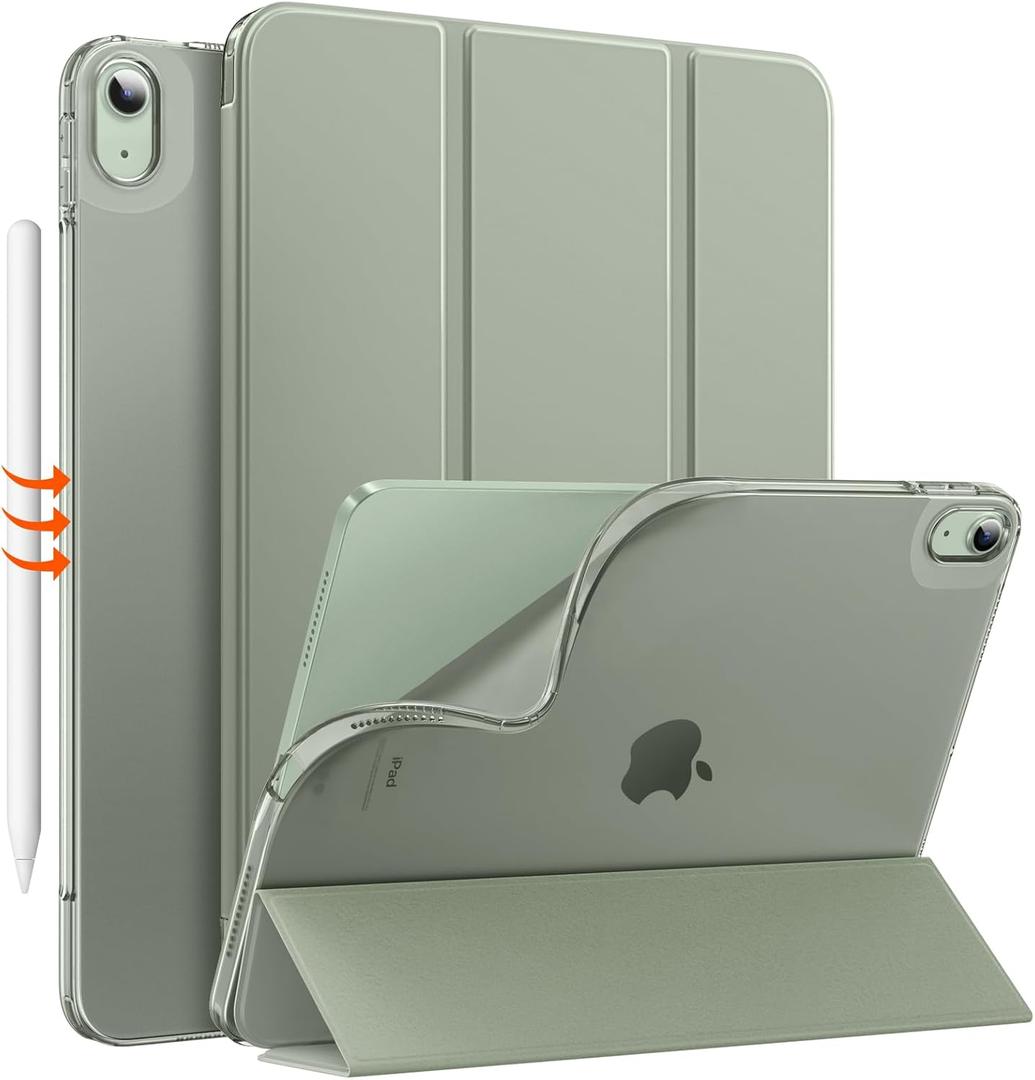 MoKo for iPad Air 11 Inch Case 7th/6th Generation M3/M2 2025/2024, iPad Air 5th/4th Gen 10.9" 2022/2020, Translucent Frosted Soft TPU Back Cover, Slim Protective Cover,Auto Wake/Sleep,Sage Green