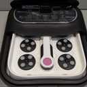 Collapsible Foot Spa Electric Rotary Massage, Foot Bath with Heat, Bubble,Temp Control, and 24 Motorized Shiatsu Massage Balls, Pedicure Foot Spa Tub for Stress Relief (Black)