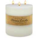 Large 3-Wick Ivory Pillar Candle - 6x6 Inch Dripless & Smokeless Unscented Fat Candle, 120 Hour Long Burning Hand-Poured Thick Candle with Cotton Wicks