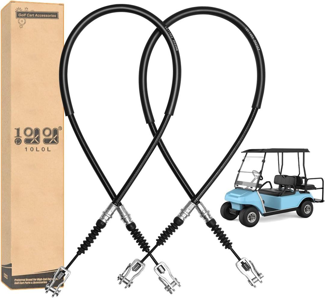 10L0L Golf Cart Brake Cable Set Stainless Steel Core Passenger and Driver Side for Club Car DS 1981-1999 G&E Golf Cart OEM# 1011125 1011403 1016761-01(42 Inch, 2PCS)