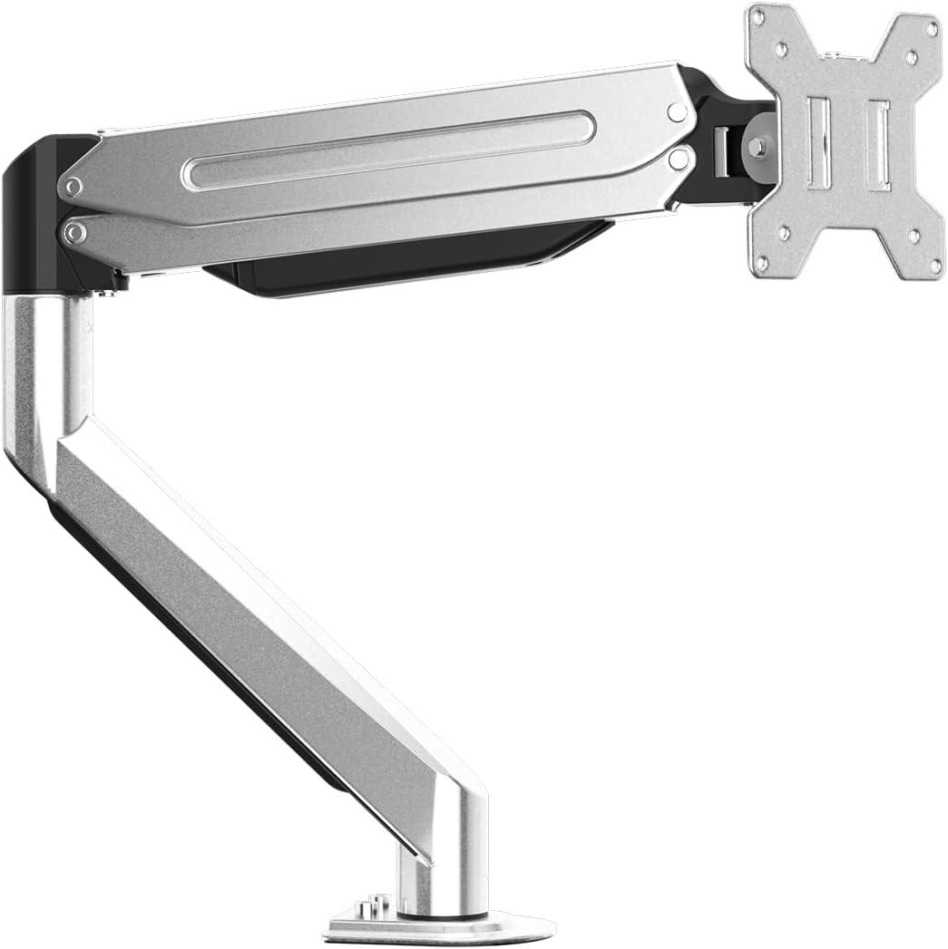 Suptek Single Monitor Mount,Adjustable Gas Spring Monitor Arm Desk Mount Stand Fits 17 20 22 23 24 26 27 32 33 35 36 inch,Holds up to 25 lbs, Silver(MD9S)