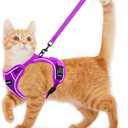 Cat Harness and Leash for Walking Escape Proof Soft Adjustable Cat Leash Breathable Comfortable Vest Easy to Wear Kitten Harness for Outdoor Travel Purple S (S (7-12lb))