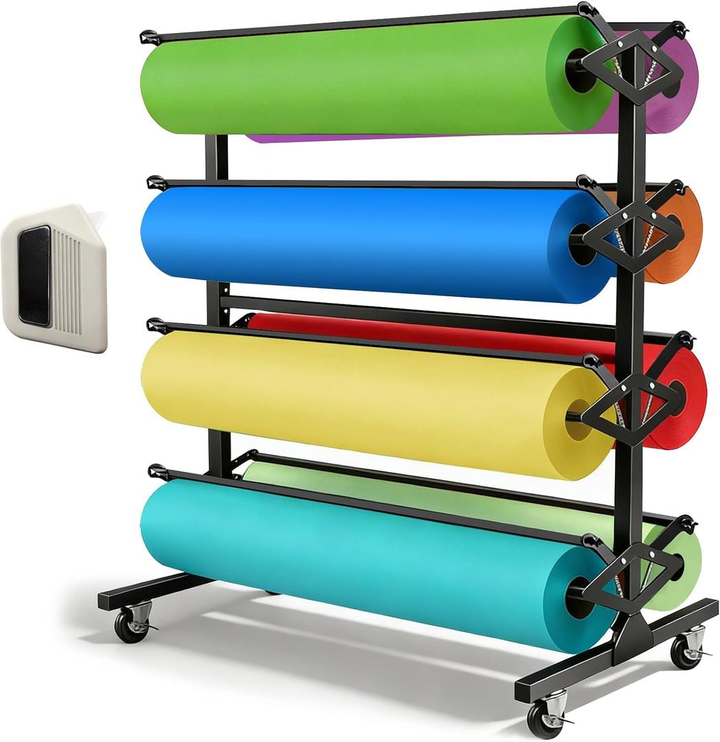 Large Paper Roll Dispenser, Dispenser Rack and Cutter, for 36” Craft
