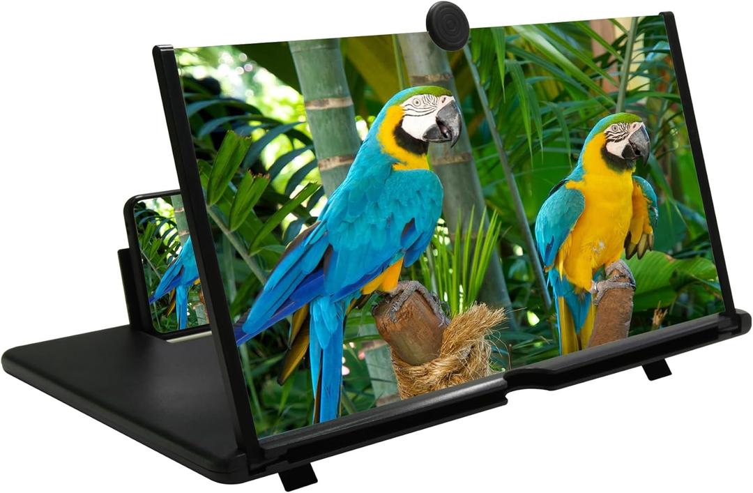 12"Screen Magnifier Amplifier,3D HD Mobile Phone Magnifier Projector Screen for Movies,Videos,and Gaming.Foldable Mobile Phone Holder with Screen Magnifier,Supports All Smartphones,A Smart GiftBlack)