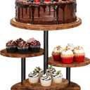 Cupcake Stand, 4 Tier Round Cupcake Tower Stand for 50 Cupcakes, 360 Rotatable Wood Cake Stand with Tiered Trays, Farmhouse Cupcake Stand for Birthday Wedding Baby Shower Tea Party