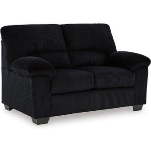 Signature Design by Ashley SimpleJoy Modern Loveseat for Living Room, Black