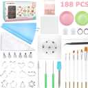 Kasmoire 188pcs Cookie Decorating Supplies Kit(ALL-IN-ONE),with 12pcs holiday cookie cutter,Mixing Tools,Piping Tools,Decorating Tools and 100pcs Cookies Bags for Beginners and Decorator