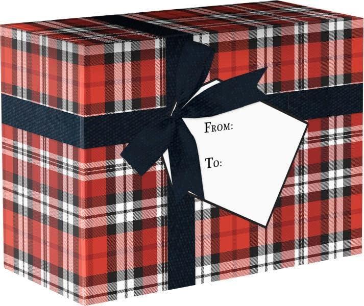 LUXPaper Small Gift Mailing Boxes | 4" x 6" x 9" | Authentic Plaid | 2 Qty