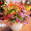 Artificial Flowers for Outdoor,No Fade Fake Plastic Flowers Faux Plants for Decoration Hanging Planters Indoor Outside Garden Porch Window Box Home Wedding Farmhouse,10 Bundles (Rose red - Purple)