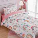 SANDJEST Rainbow Full Bedding Set for Girls, Ultra Soft Microfiber Comforter Set Full Size with 4-Pieces for Kids Teen, Bed Set Comforters for Bedroom Decor