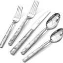 KINGSTONE Silverware Set, 40-Piece 18/10 Stainless Steel Brushed Handle Flatware Cutlery Set, for Kitchen, Home, Party, Wedding Gift, Rust Resistant and Dishwasher Safe