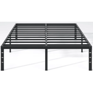 Metal Bed Frame,Full Size Bed Frame with Storage Space,Heavy Duty Sturdy Mattress Foundation,Easy Assembly,No Box Spring Needed, Black,18 Inch,Full
