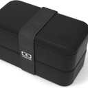 monbento - Bento Box Adult MB Original Onyx - 2 Leakproof Compartments - Stackable Lunch Box Perfect for Work/Picnic/Sports - BPA Free Food Containers - Microwave & Dishwasher Safe - Black (34 Floz)