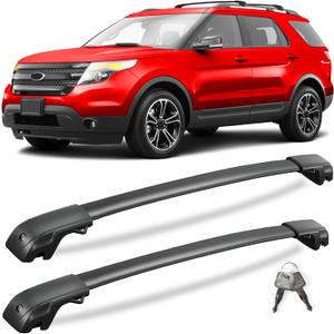 KINGGERI 300lbs Lockable Roof Rack Cross Bars Compatible with Ford Explorer 2011 2012 2013 2014 2015 with Raised Side Rails, Heavy Duty Aluminum Roof Rails Crossbars Luggage Accessories