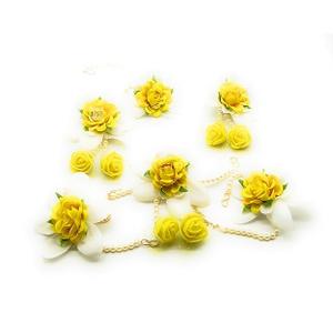 Yellow Floret/Flower Jeweler for Bridal Full Set GOTA Flower Jewellery for Mehandi,HALDI,GODBHARAI,Baby Shower,Marriage,Kitty Party,Wedding Bride.