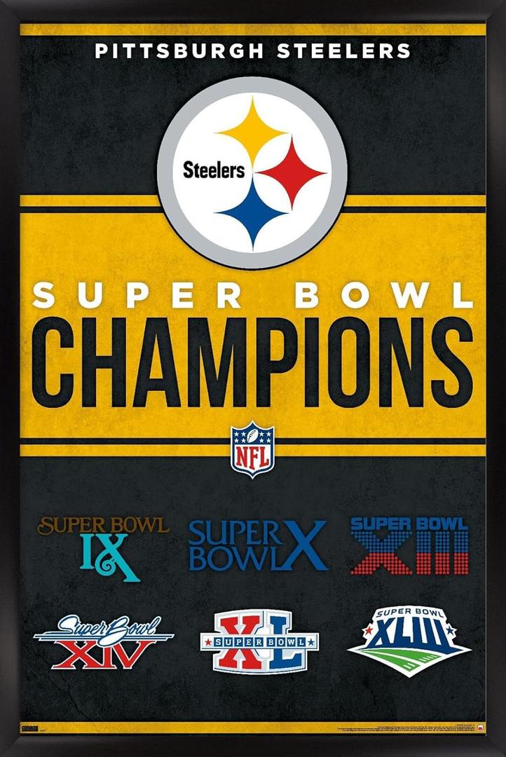NFL Pittsburgh Steelers - Champions 23 Wall Poster, 34L" x 22.4W", Black Framed Version