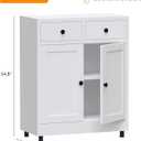 Metal Storage Cabinet with 2 Drawers and Adjustable Shelf, Sideboard Buffet Cabinet for Home, Office, Hallway, Entryway, Living Room, Kitchen Pantry and Dining Room (White), 34.8"H