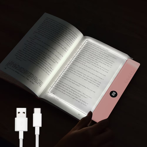 Flat Booklight, Page Glow Reading Light, Book Light Page, Rechargeable Clear LED Flat Reading Lights with Adjustable Colors & Timer, Dimmable Panel Plate Lamp
