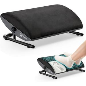 Under Desk Foot Rest Adjustable Ergonomic Foot Rest with Steel Frame & Memory Foam Cushion, Soft Velour Finish for Superior Comfort, Designed to Improve Posture & Relieve Leg Pressure | ErgoNest