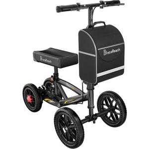 BlessReach All Terrain Foldable Knee Scooter Walker - Economical Knee Walker for Foot Injuries, Compact Crutches Alternative - Black