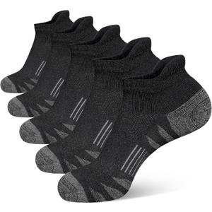 Heyoboy Men's Athletic Cushioned Cotton Socks Anti-blister Wicking Breathable Running Ankle Socks 5 Pairs