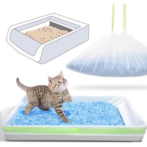 Cat Litter Liners for Pet Scoop Free Crystal Litter Tray, Open/Hooded Litter Pan and Pull-out Litter Box Sliding Drawer, Tear-resistant Disposable Replacement Kitty Poop Bags (15 Count, 37 W x 13 H)