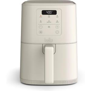 bella 4Qt Slim Air Fryer, Fits-anywhere Kitchenware, EverGood Ceramic Nonstick Coating, Adjustable Temperature, 6 Preset Cooking Options, 60 Min Auto Shutoff w Audible Tone, 3.3lb Capacity, Oatmilk