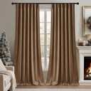 RYB HOME Brown Velvet Blackout Curtains 84 inches Long, Silky Soft Thermal Insulated Back Tab Fall & Halloween Curtains for Living Dining Room, 52" W x L84 L, 2 Panels Set