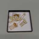 Pearl Hair Combs and Hair Pins for Bridal Women, Decorative Hair Accessories for Wedding Prom, Set of 5 (Gold)