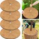 Legigo 4pcs Coconut Fiber Mulch Ring Tree Plant Protector Mat, 30 Inch Natural Coco Coir Tree Mulch Ring Plant Pot Soil Cover, Tree Rings Disc Plant Cover for Indoor Outdoor Plants, Landscaping