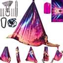 Sensory Swing for Kids Indoor & Outdoor Double Layer Therapy Cuddle Swing with 360 Swivel Hanger Kit Adjustable Swings for Child and Adult with Aspergers Autism (Fantasy Pink)